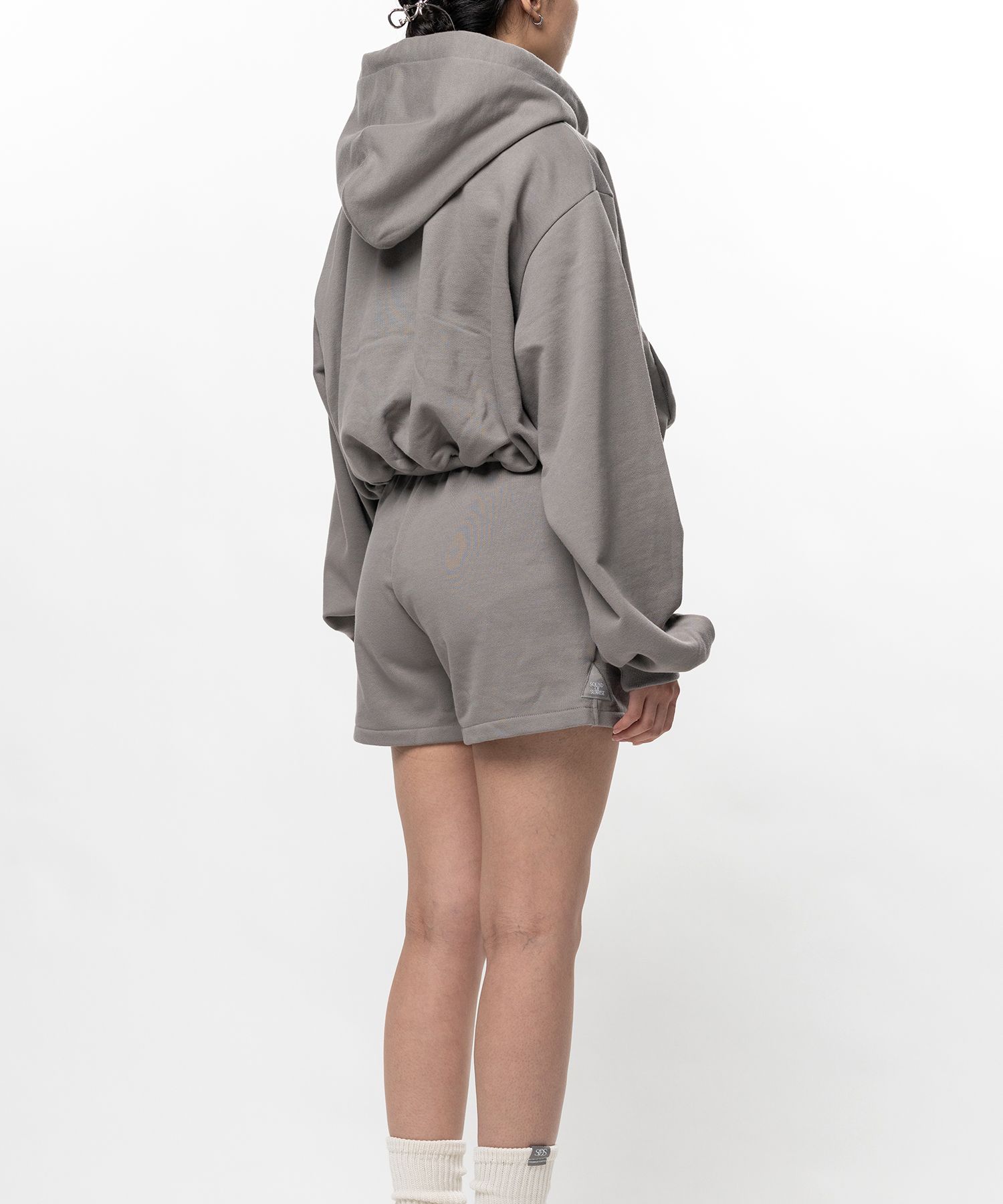 S.O.S Cotton Fleece Cropped Zip-up Hoodie