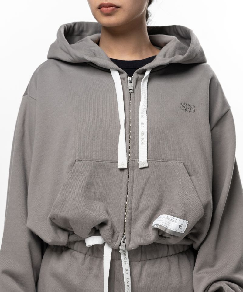 S.O.S Cotton Fleece Cropped Zip-up Hoodie