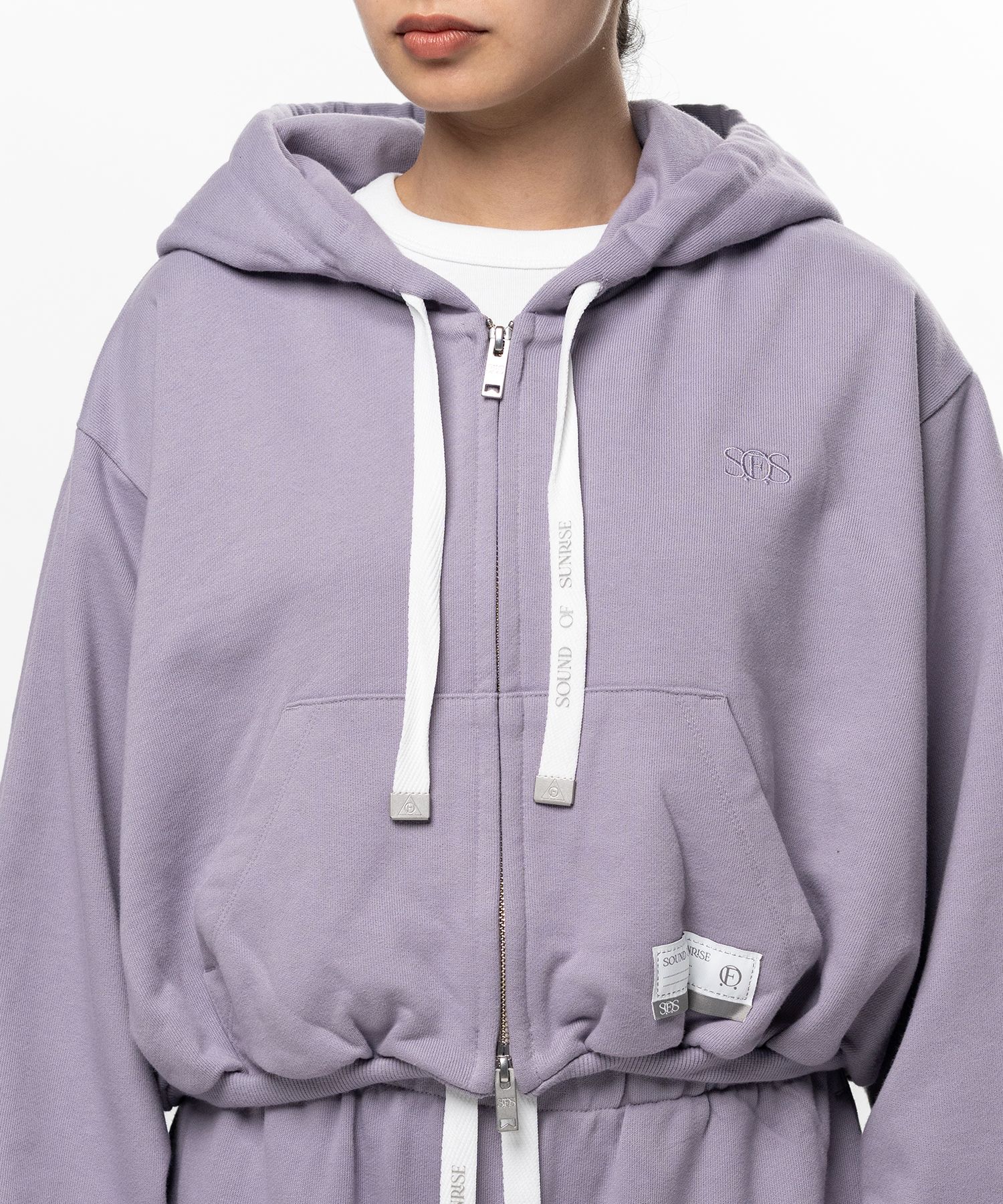 S.O.S Cotton Fleece Cropped Zip-up Hoodie