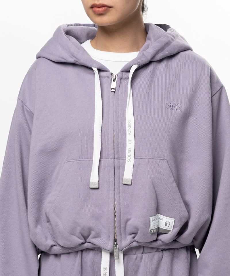 S.O.S Cotton Fleece Cropped Zip-up Hoodie