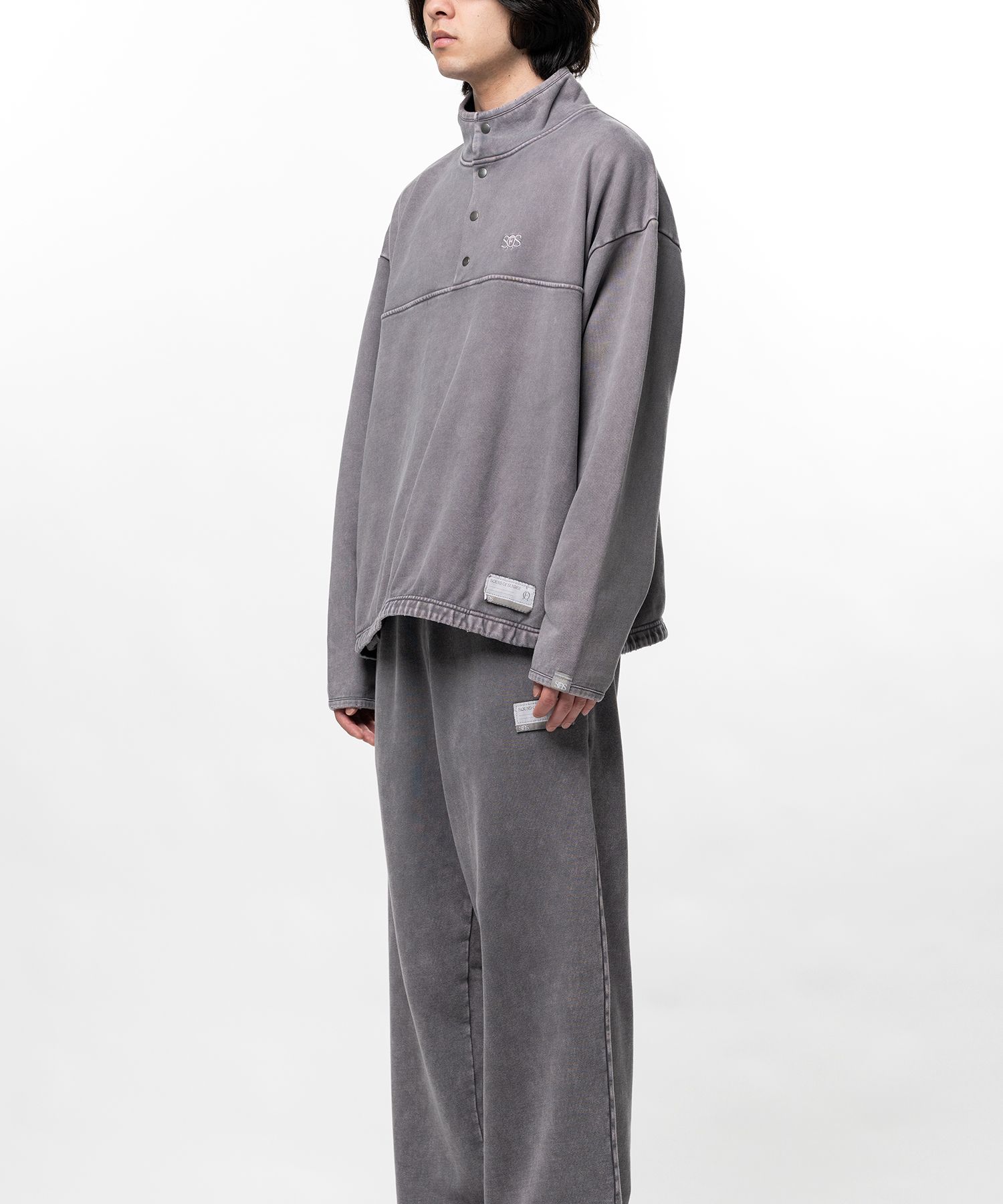 S.O.S Cotton Fleece Used Wash Half Snap Sweatshirt