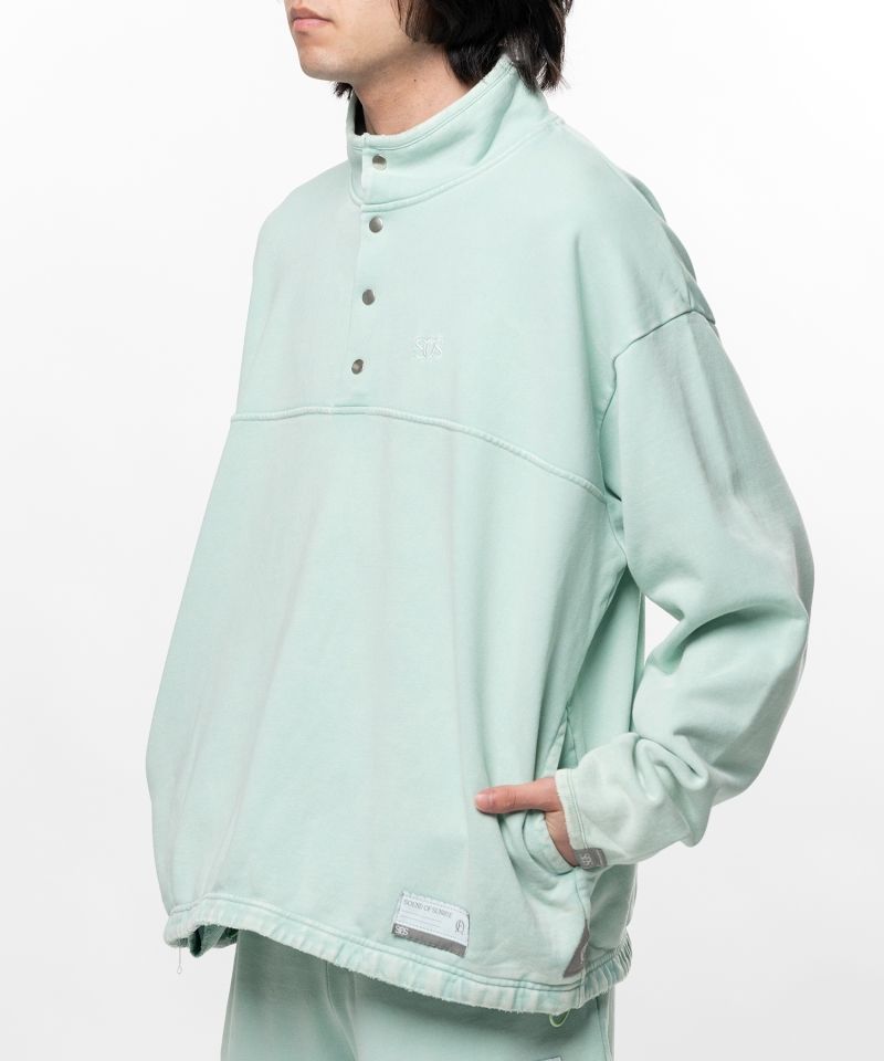 S.O.S Cotton Fleece Used Wash Half Snap Sweatshirt
