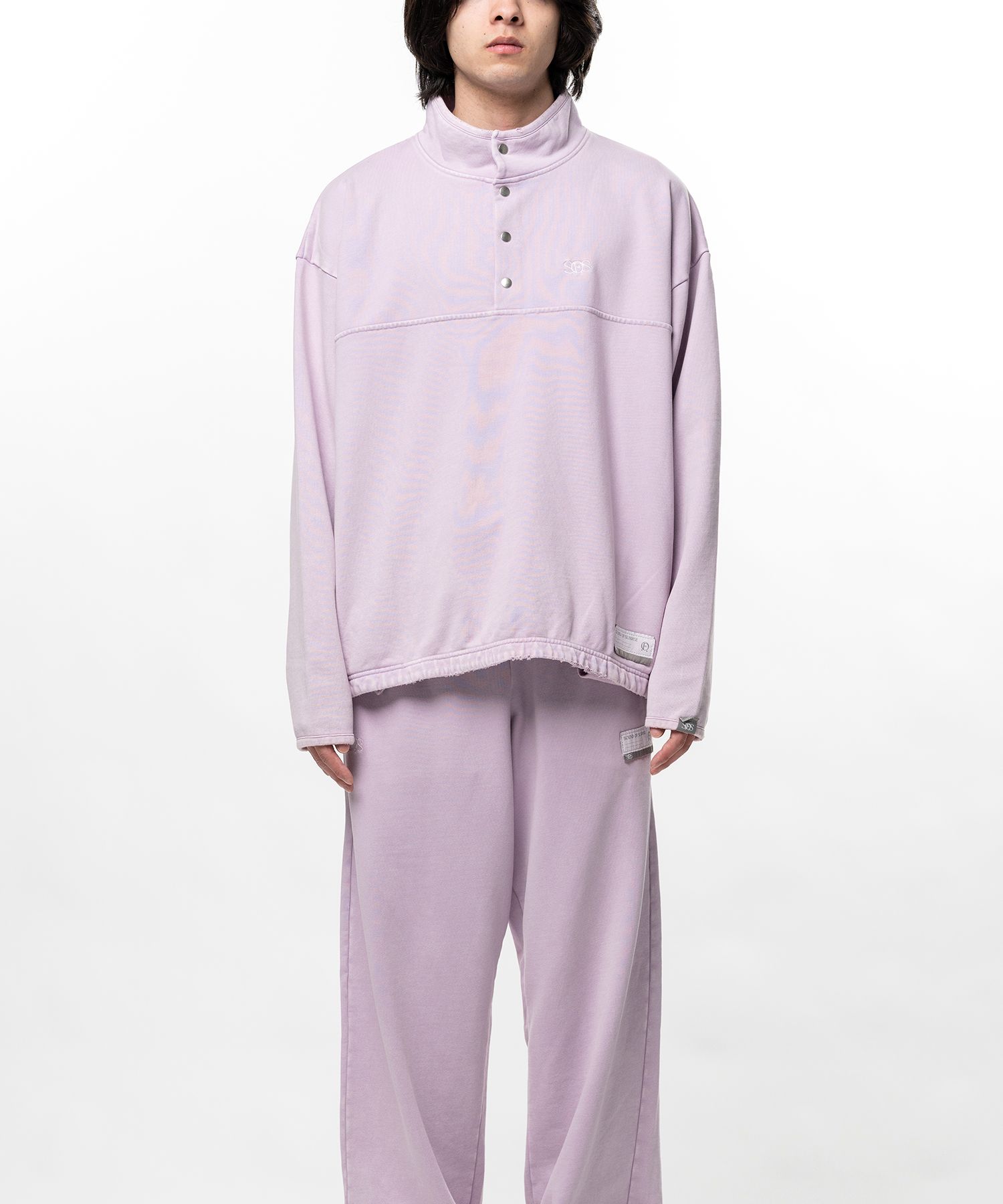 S.O.S Cotton Fleece Used Wash Half Snap Sweatshirt
