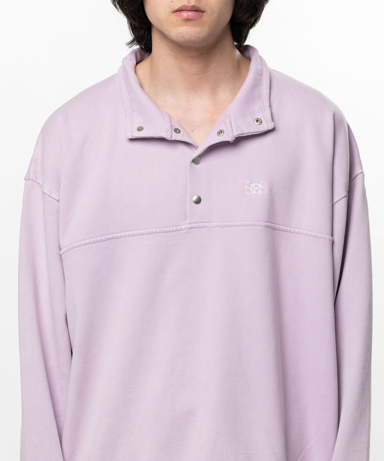 S.O.S Cotton Fleece Used Wash Half Snap Sweatshirt