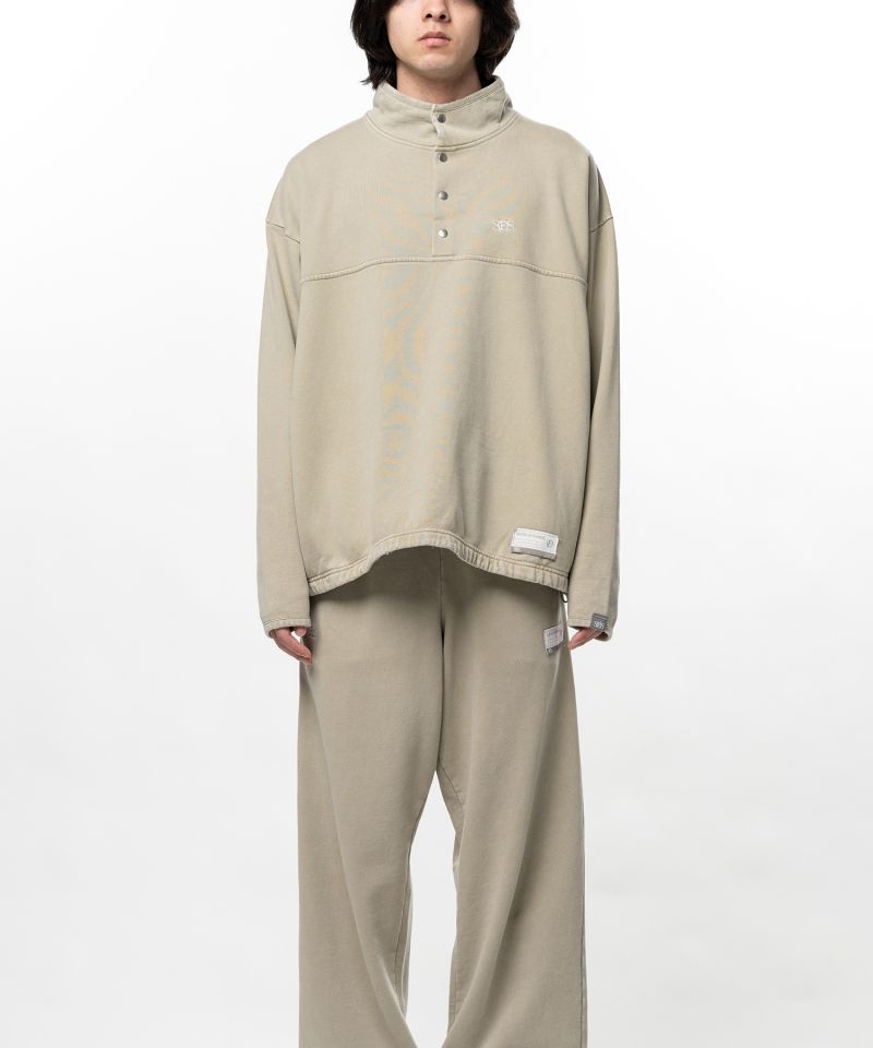 S.O.S Cotton Fleece Used Wash Half Snap Sweatshirt