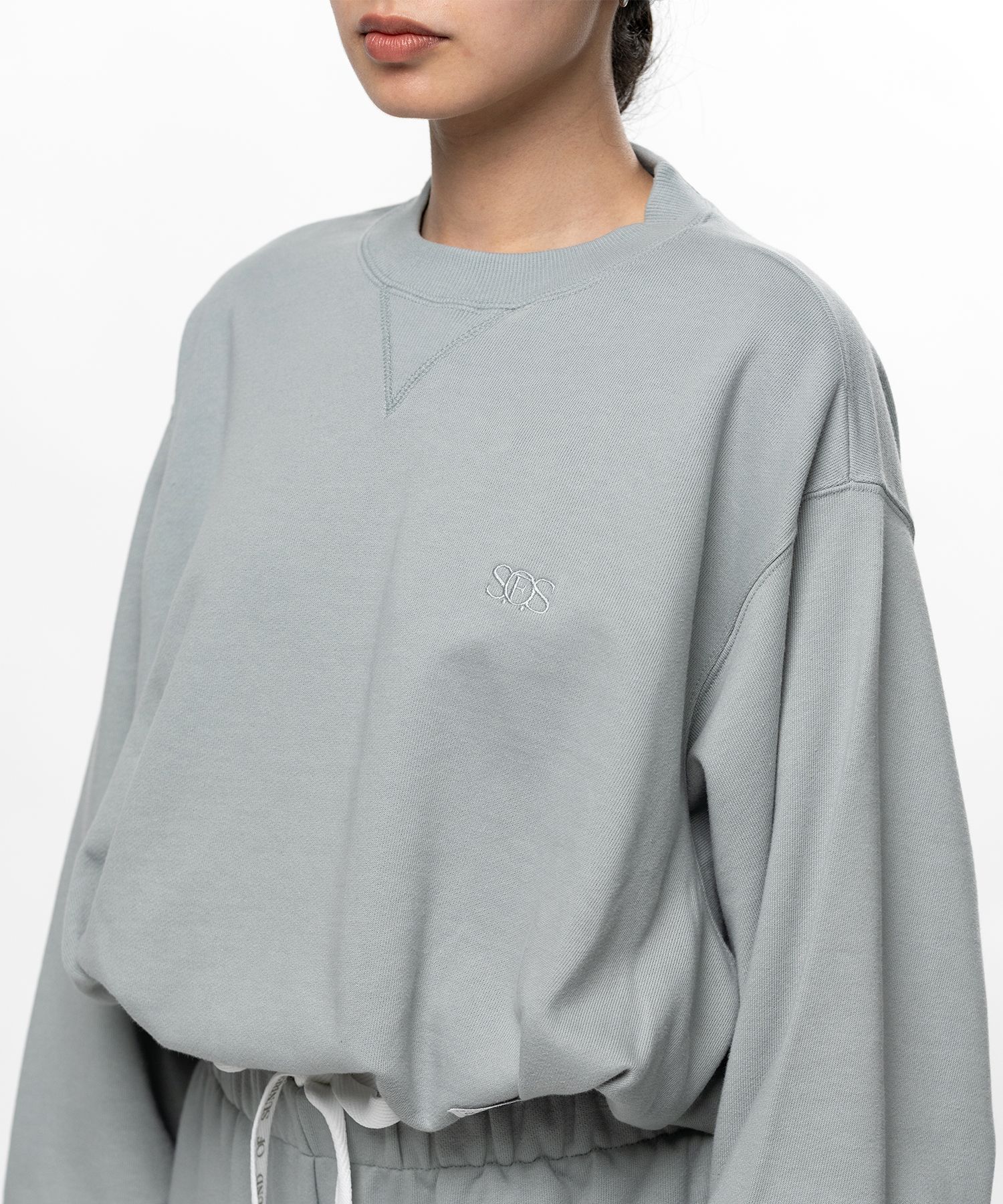 S.O.S Cotton Fleece Cropped Sweatshirt