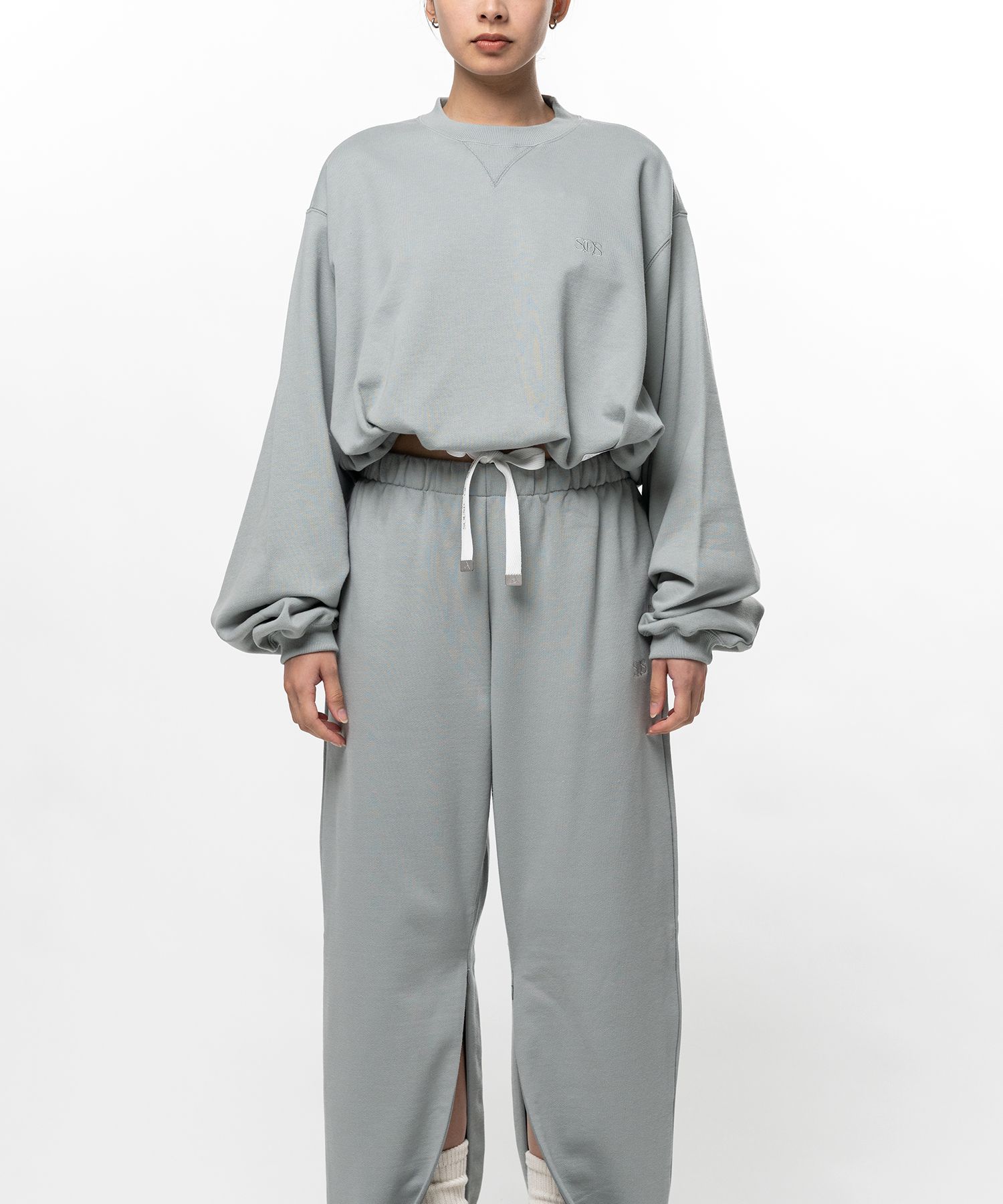S.O.S Cotton Fleece Cropped Sweatshirt